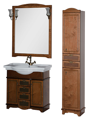 Тумба с раковиной Aquanet Луис 90 NEW темный орех