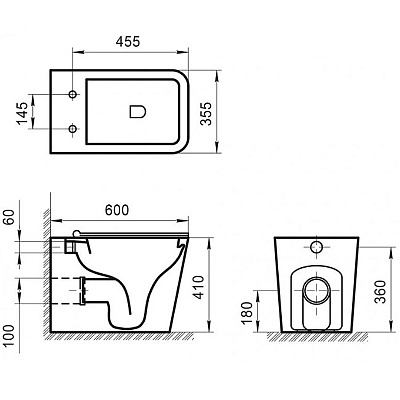 Чаша для унитаза приставного BelBagno Ardente-R BB003CBR