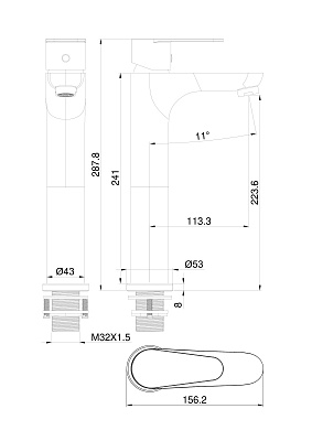 Смеситель для раковины высокий WONZON & WOGHAND ALFA, Белый матовый WW-A40232-MW