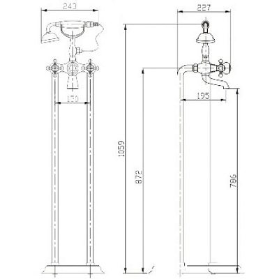 Смеситель Timo Nelson 1900/02Y-CR antique напольный