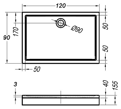 Поддон для душа Kolpa San Flamenco 120x90