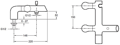 Смеситель Jacob Delafon Toobi E8964-CP для ванны с душем