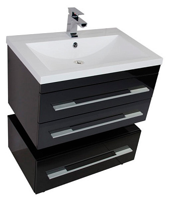 Тумба с раковиной Aquanet Нота 75 черная