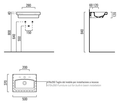 Раковина GSI Losanga 758511 50 см