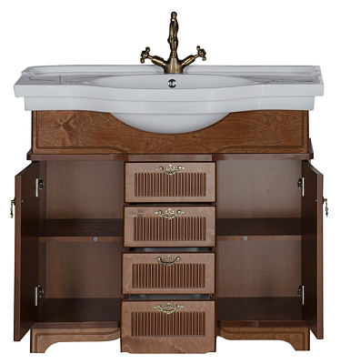 Тумба с раковиной Aquanet Луис 100 NEW темный орех