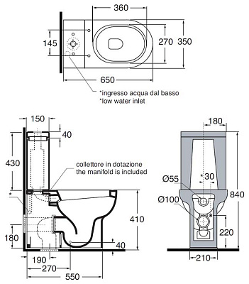 Унитаз-компакт Azzurra Nuvola NUV100/MBP