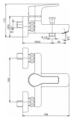 Смеситель E.C.A. Luna 102102450 для ванны с душем