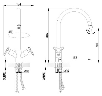 Смеситель Lemark plus Spirit LM1905C для кухонной мойки