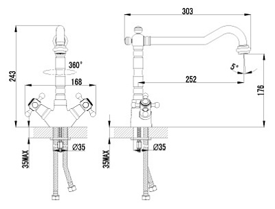 Смеситель Lemark Vintage LM2805B для кухонной мойки