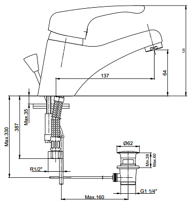 Смеситель E.C.A. Mix lx 102108328 для раковины