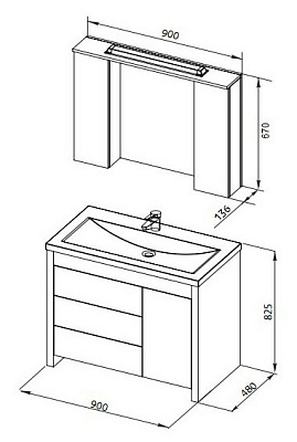 Тумба с раковиной Aquanet Тиана 90 светлый дуб