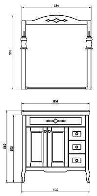 Мебель для ванной ASB-Mebel Флоренция Квадро 80 Массив ясеня бук тироль витраж