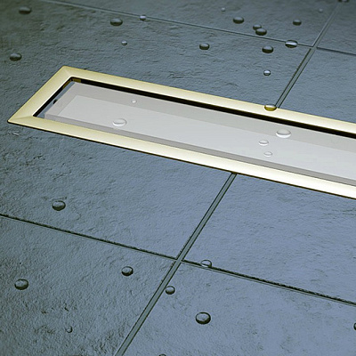 Confluo Premium White Glass Gold Line 650 Линейный трап PESTAN