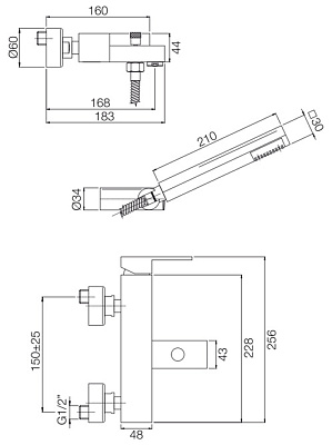 Смеситель Fima Carlo Frattini Brick F3504CR для ванны с душем