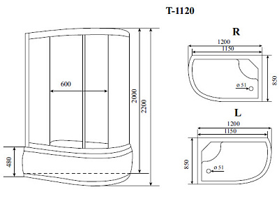 Душевая кабина Timo Standard T-1120 L