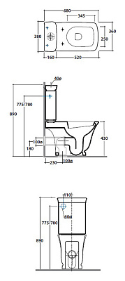 Унитаз-компакт Globo Relias RE003.BI