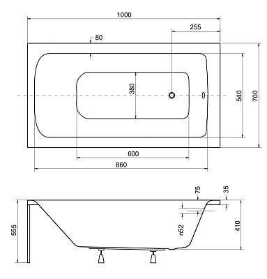 Акриловая ванна BESCO Talia 100