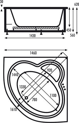 Акриловая ванна VAGNERPLAST Catalina 146x146