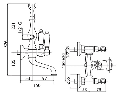 Смеситель Cezares Diamond DIAMOND-VD-03/24-Sw для ванны с душем