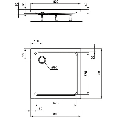 Поддон для душа Ideal Standard Hotline 80х80 K276601 Белый