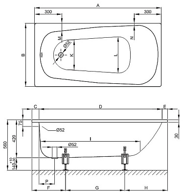 Стальная ванна Bette Form 3800 AD