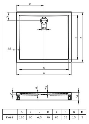 Поддон для душа Riho 253 с панелью и ножками (100x90 см)