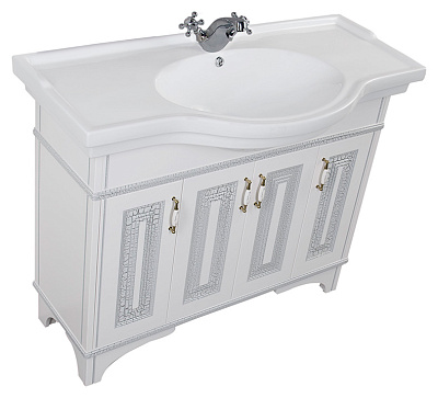 Тумба с раковиной Aquanet Валенса 110 белый краколет/серебро