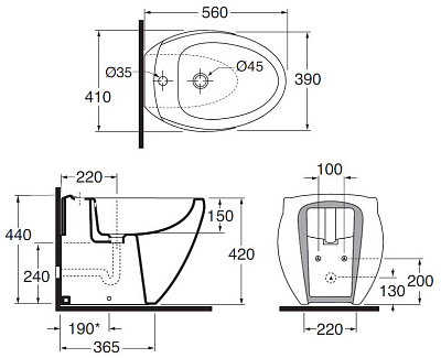 Биде напольное Azzurra Clas CLA500B1/M