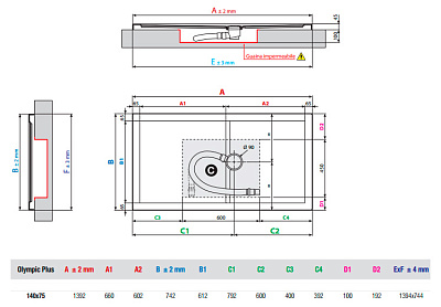 Поддон для душа Novellini Olympic Plus 140x75 см White