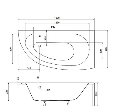 Акриловая ванна BESCO Milena 150 P