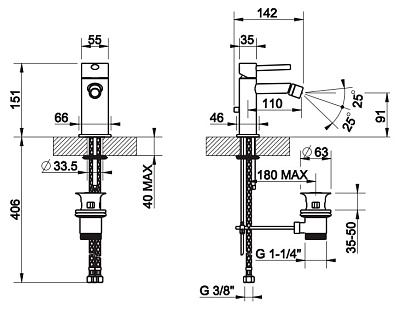 Смеситель Gessi Ovale 23007 для биде