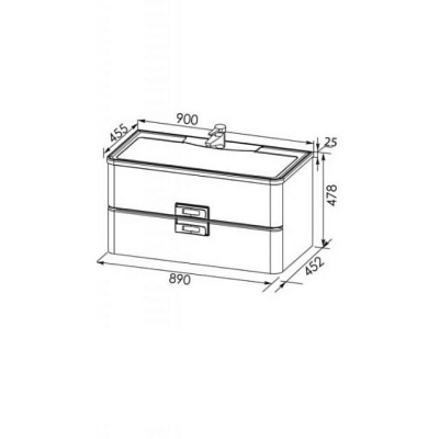 Тумба с раковиной Aquanet Паллада 90 слоновая кость