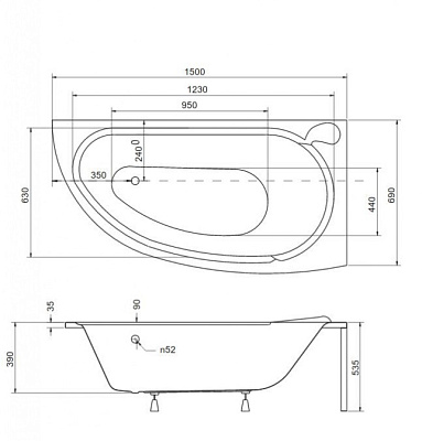Акриловая ванна BESCO Mini 150 P