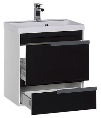 Тумба с раковиной Aquanet Тиволи 60 черная