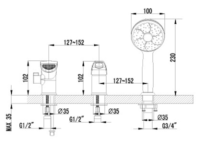 Смеситель Lemark Omega LM3145C на борт ванны
