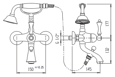 Смеситель Cezares Margot MARGOT-VDM-03/24-M для ванны с душем