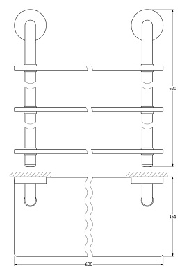 Полка Ellux Elegance ELE 043 3-х ярусная, 60 см