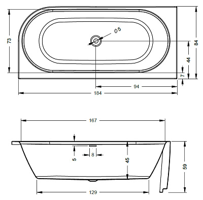 Акриловая ванна Riho Desire R 184x84 с подсветкой