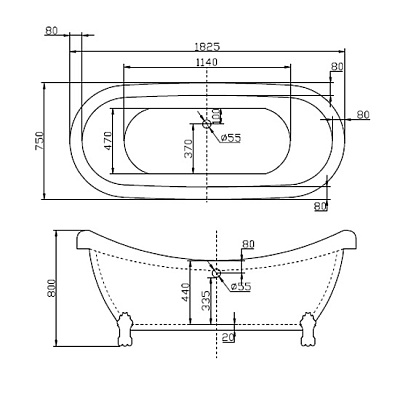 Акриловая ванна BELBAGNO 180x75