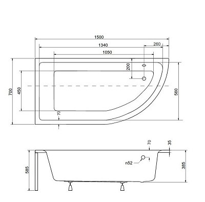 Акриловая ванна BESCO Praktika 150 L