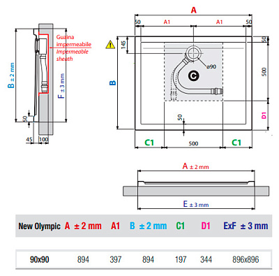 Поддон для душа Novellini New Olympic 90x90 см