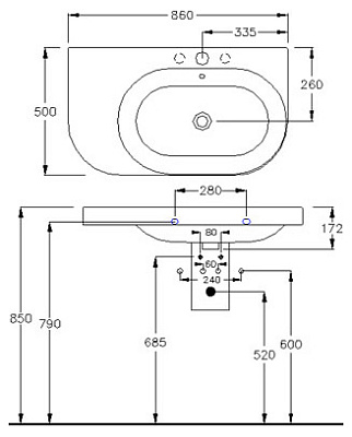 Раковина Hatria Daytime DX (86 см) R