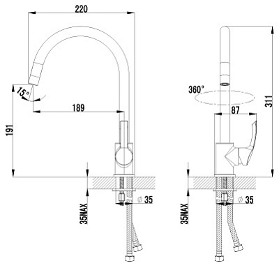 Смеситель Lemark plus Strike LM1105C для кухонной мойки