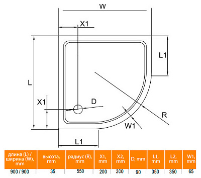Поддон для душа Cezares SMC R 100x100 см