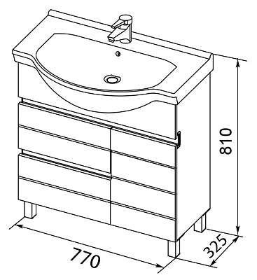 Тумба с раковиной Aquanet Доминика 80 белая