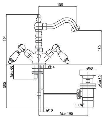 Смеситель Caprigo Adria Classic 03-026-crm для раковины