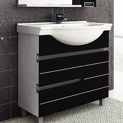 Тумба с раковиной Aquanet Доминика 100 черная