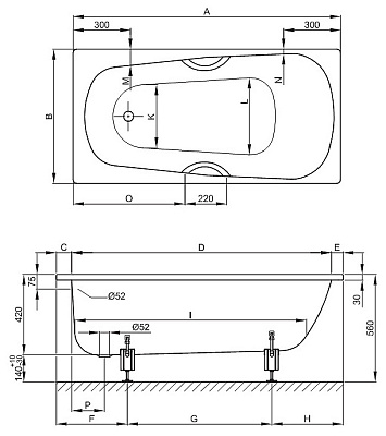 Стальная ванна Bette Form Safe 3800 2GR AD PLUS AR