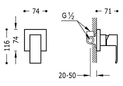 Смеситель Tres Cuadro-tres 106177 для душа