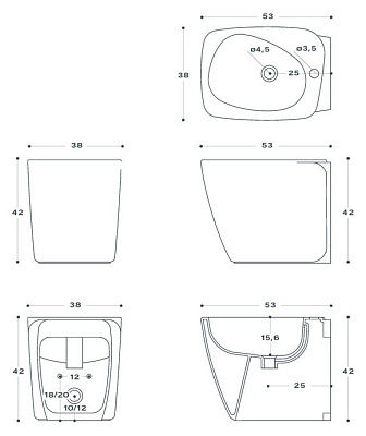 Биде напольное Disegno Ceramica Fluid 581-1